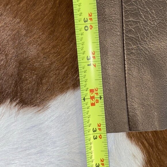 CACHE Metallic Copper Bronze Brown Leather Pants Size 10 Y2K Festival - Picture 11 of 12